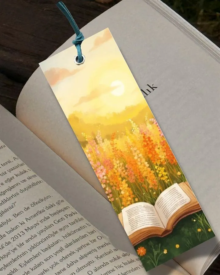 Semn de carte handmade cu carte deschisă cu fluturi.