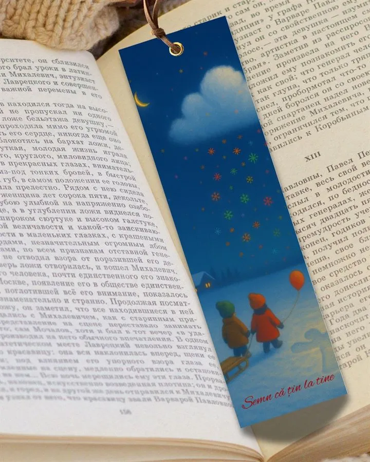 Semn de carte de iarnă handmade cu noapte înstelată de iarnă.
