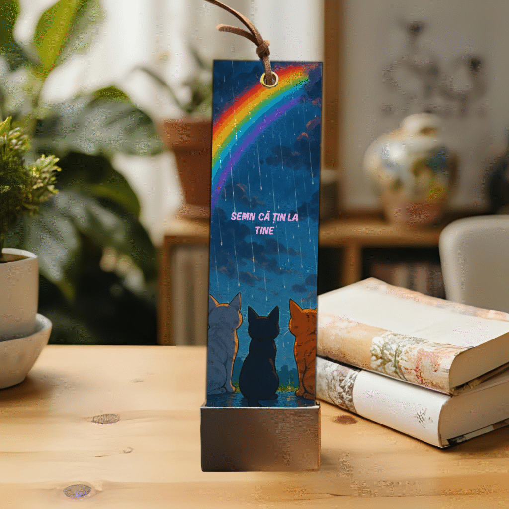 semn de carte model pisici curcubeu